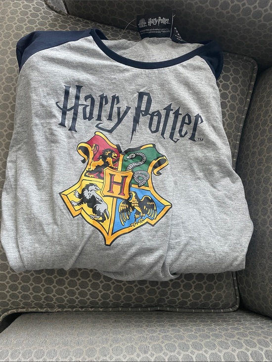 Warner Bros. Tops - Warner Bros. Harry Potter Grey & Navy Raglan Crest Tee